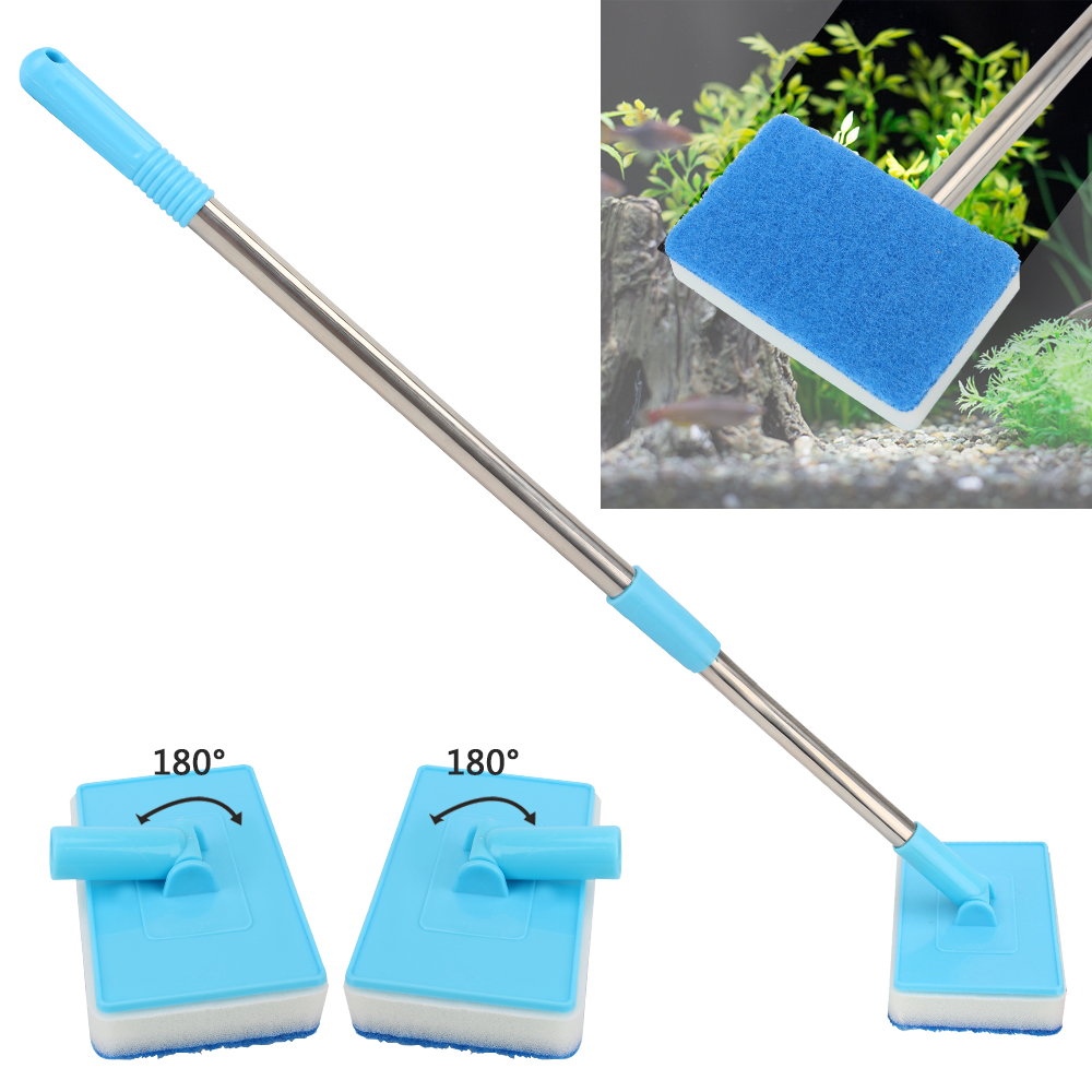 Aquarium Fish Long - Cleaner Scrubber Double-Sided Sponge Cleaning Brush