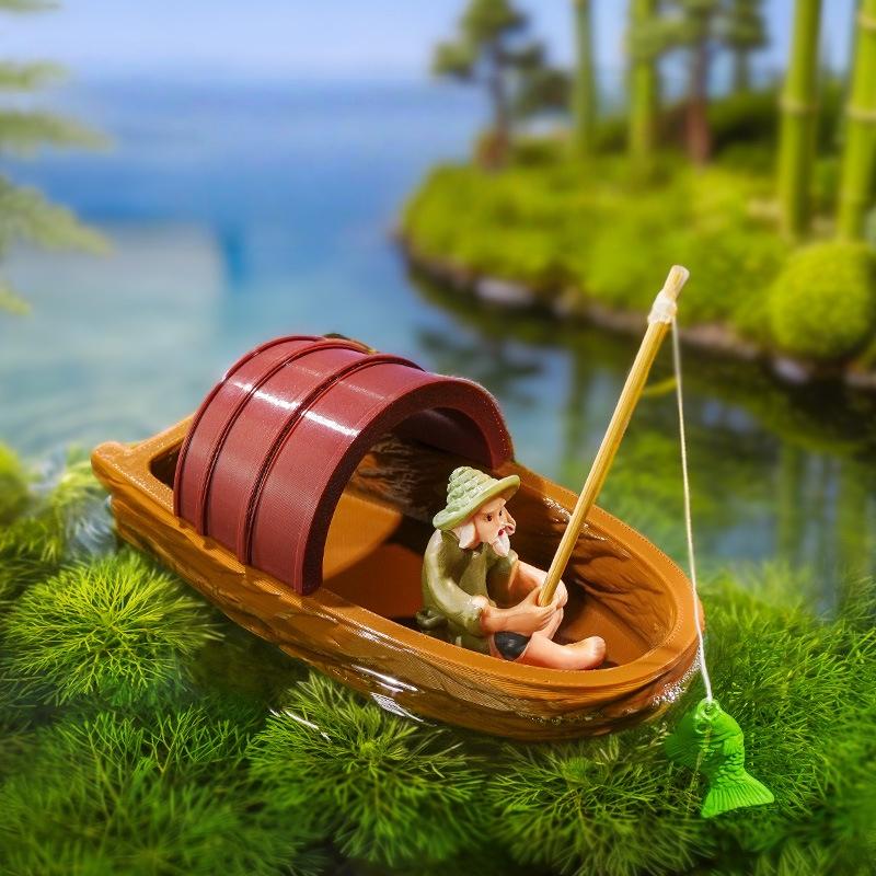Mini Fisherman Floating Boat O - огляд і ціна Aquarium Fish Pot