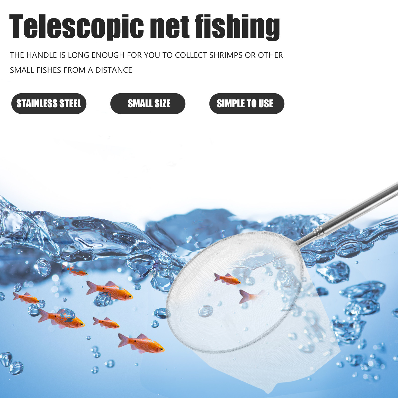 Stainless Steel Telescopic Aqu - огляд і ціна Aquarium Fish Net Small
